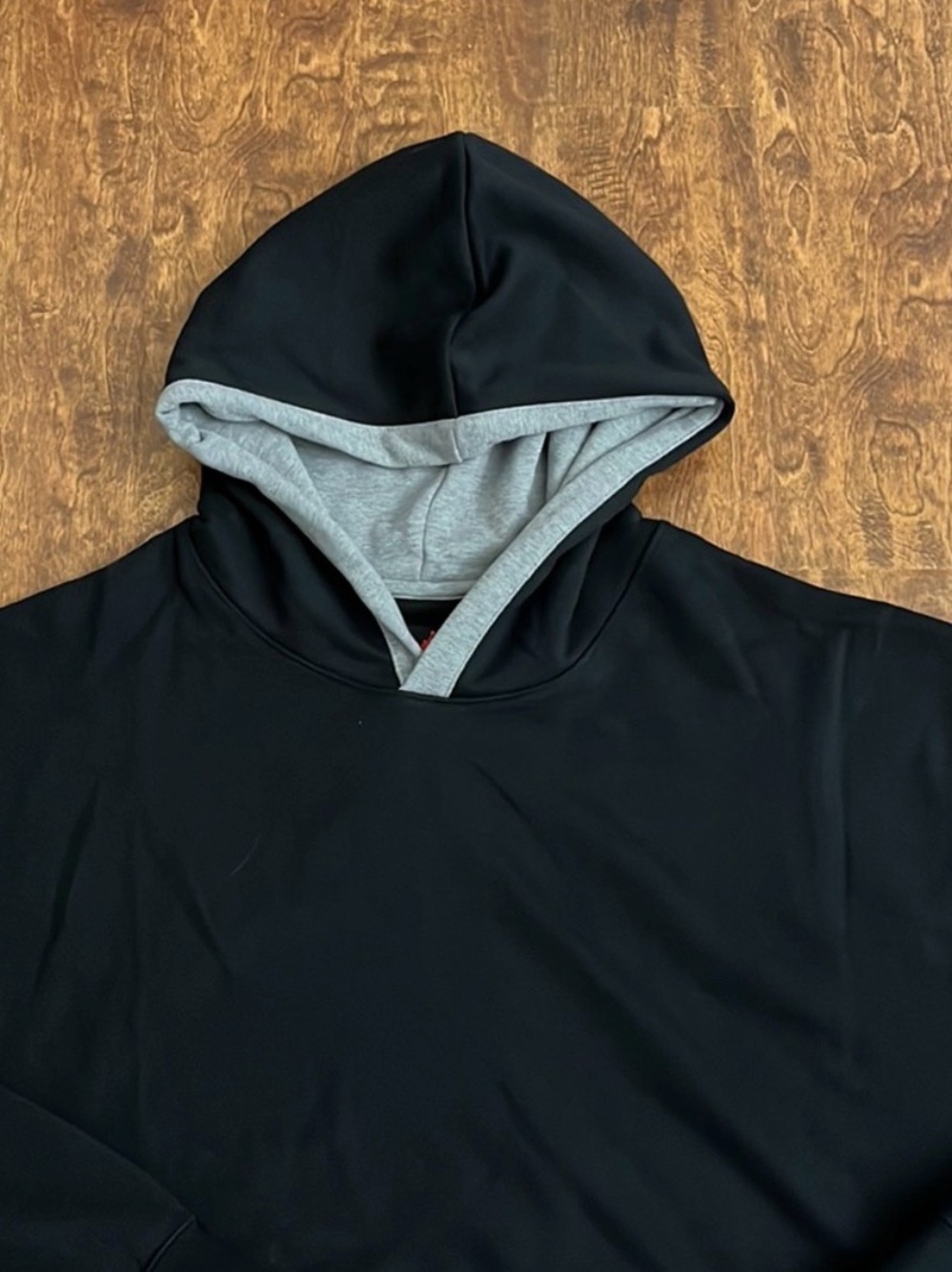Jordan Black Hoodie with Gray Hood Lining and White Graphic - Picture 3 of 7